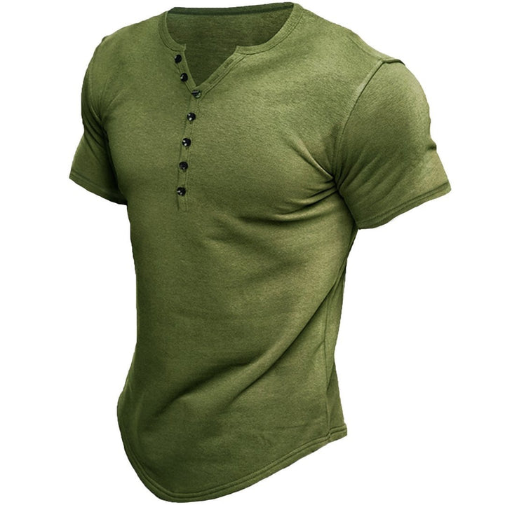 Herren Kurzarmshirt mit modernem Henley-Ausschnitt und stilvollen Knopfdetails Echoarchiv