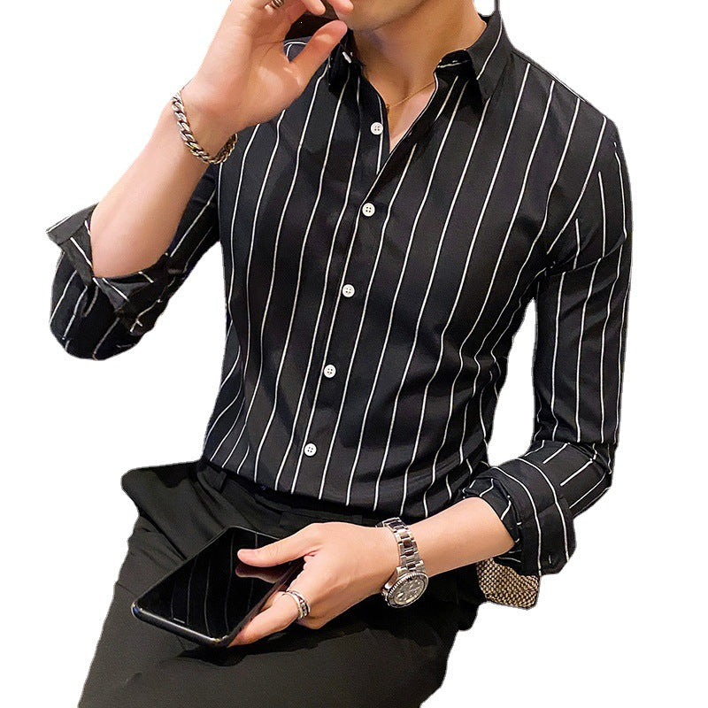 Herren elegant gestreiftes Langarmhemd Echoarchiv