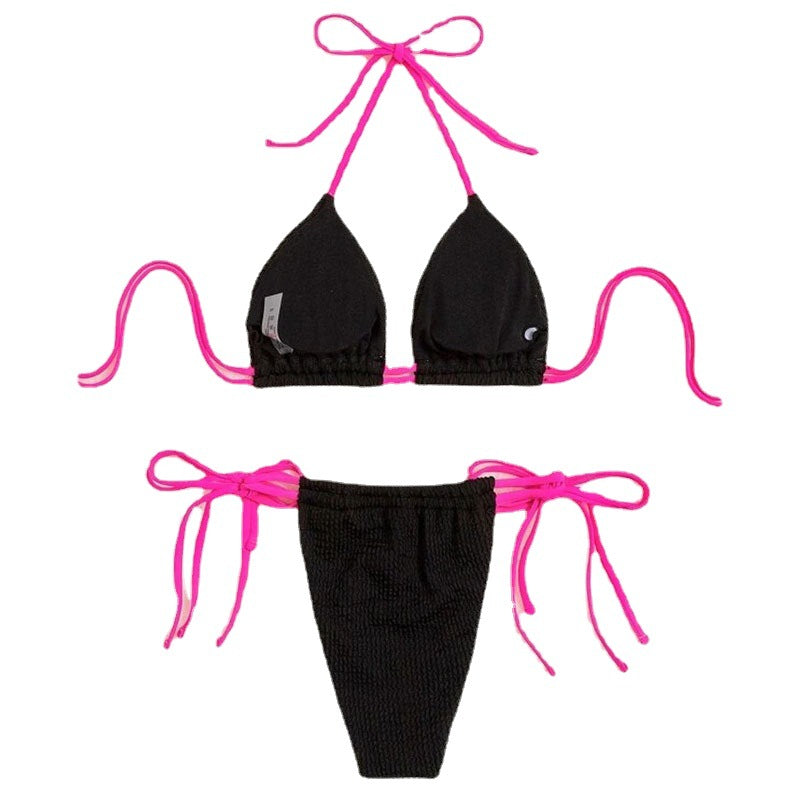 Damen Triangel-Bikini mit verstellbaren Bindebändern und modischer Textur Echo Archiv