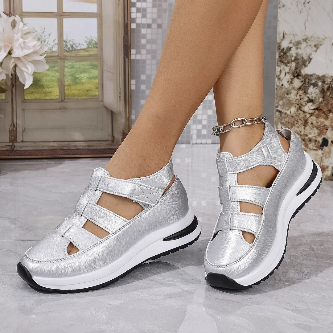 Damen Plateau‑Sneaker‑Sandale mit Klettverschluss und geschlossener Zehenpartie – Sorelia