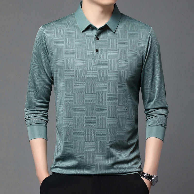 Herren Poloshirt mit modernem geometrischen Muster und atmungsaktiver Struktur Echoarchiv