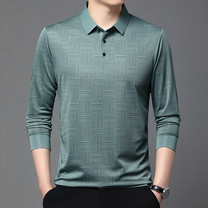 Herren Poloshirt mit modernem geometrischen Muster und atmungsaktiver Struktur Echoarchiv