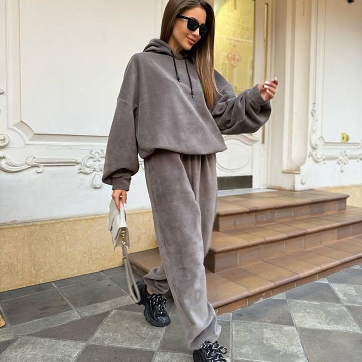 Damen Bequemes Fleece-Hoodie und Jogginghose Set Echo Archiv