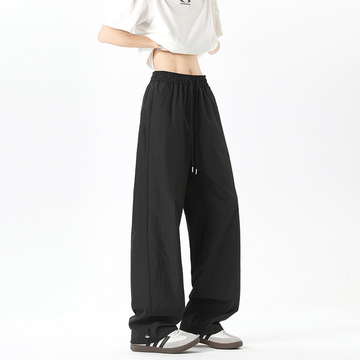 Damen Weite High‑Waist Loungehose mit elastischem Bund, Tunnelzug und Wide‑Leg-Schnitt Echo Archiv
