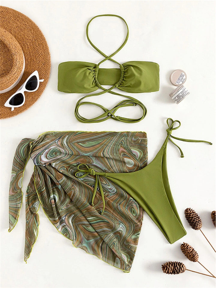 Damen Bikini-Set mit raffiniertem Wickeldesign und dekorativem Oberteil Echo Archiv