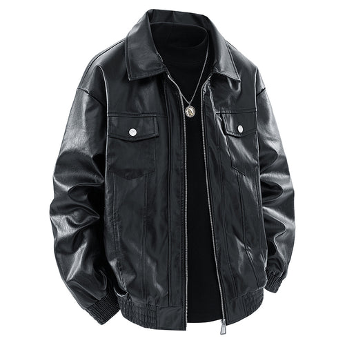 Herren kunstleder Jacke im klassischen Look mit praktischen Brusttaschen Echoarchiv