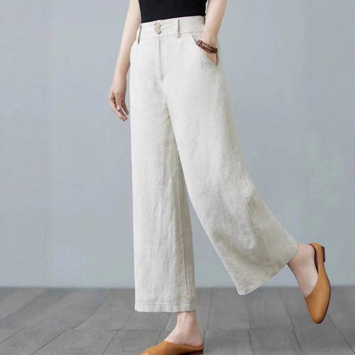 Damen Weite Leinenhose mit elastischem Bund und praktischen Seitentaschen Echo Archiv
