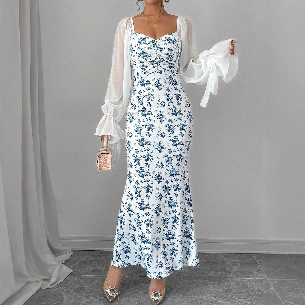 Damen Figurbetontes Maxikleid mit herzförmigem Ausschnitt und geraffter Brust – Avérine