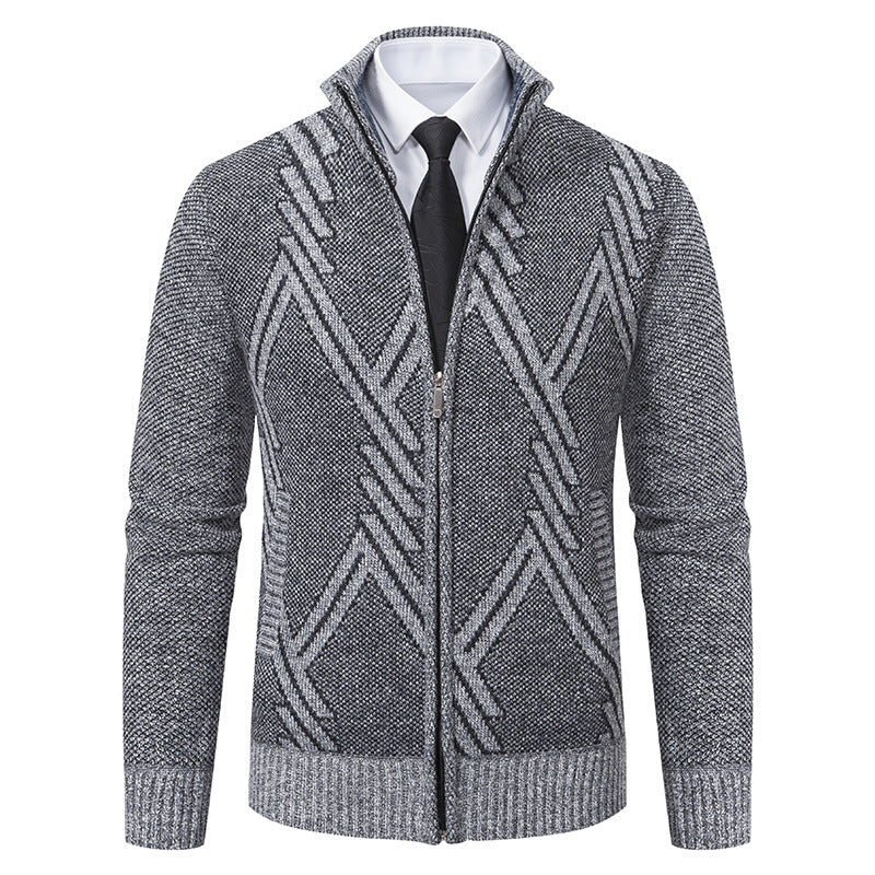 Herren Strickjacke mit modernem Zipper und strukturiertem Design Echoarchiv