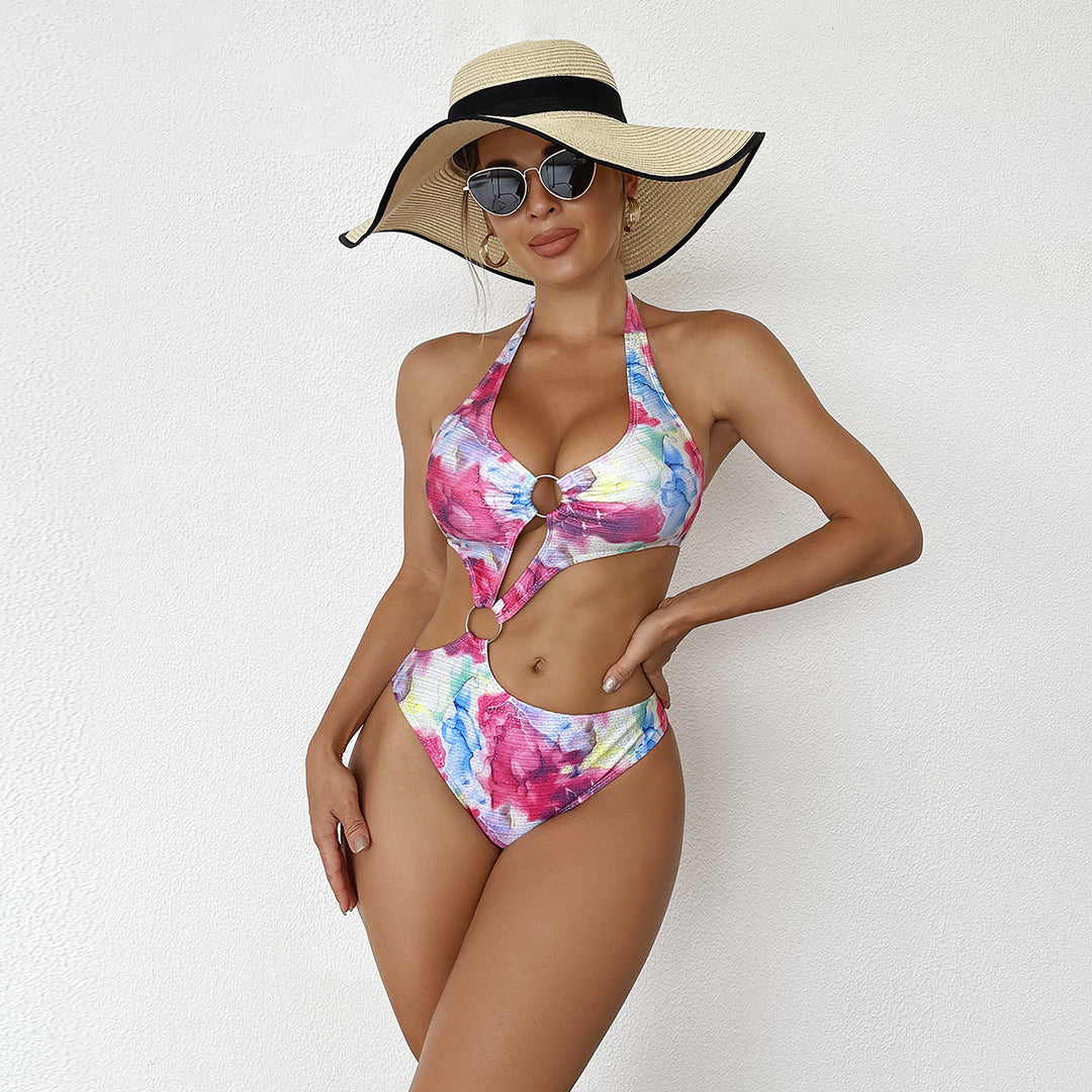 Damen Modischer Cut-Out Badeanzug mit Ringen Echo Archiv