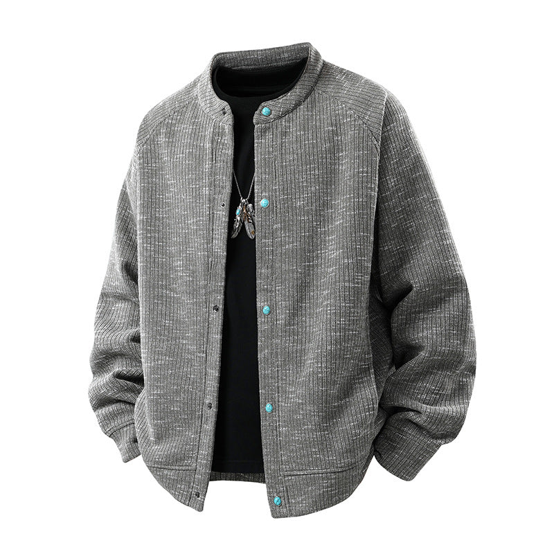 Herren Oversize-Strickbomberjacke mit Stehkragen und Druckknopfverschluss Echo Archiv