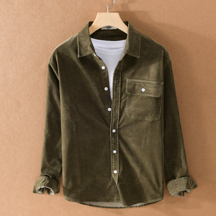 Herren Cord-Overshirt mit Brusttasche, Relaxed-Fit und durchgehender Knopfleiste Echoarchiv