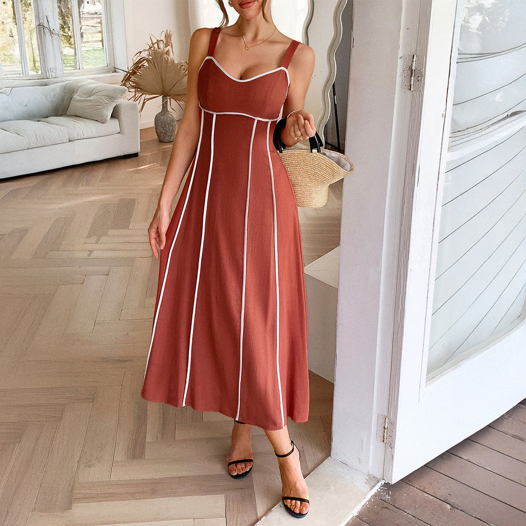 Damen Maxikleid mit dekorativen Kontrastnähten und konturiertem Schnitt Echo Archiv
