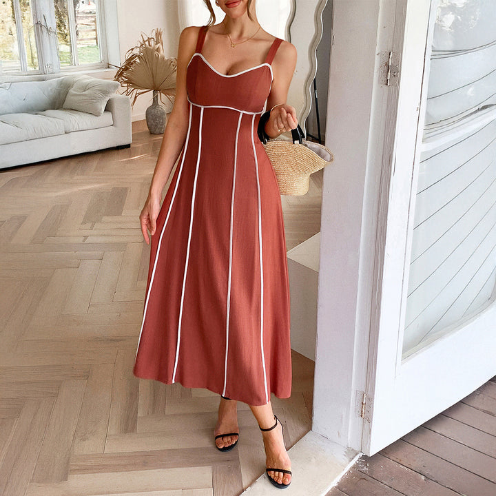 Damen Maxikleid mit dekorativen Kontrastnähten und konturiertem Schnitt Echo Archiv