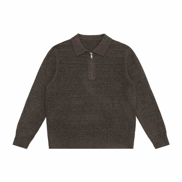 Herren Strick-Poloshirt mit Halbzipper und Strukturstrick Echoarchiv
