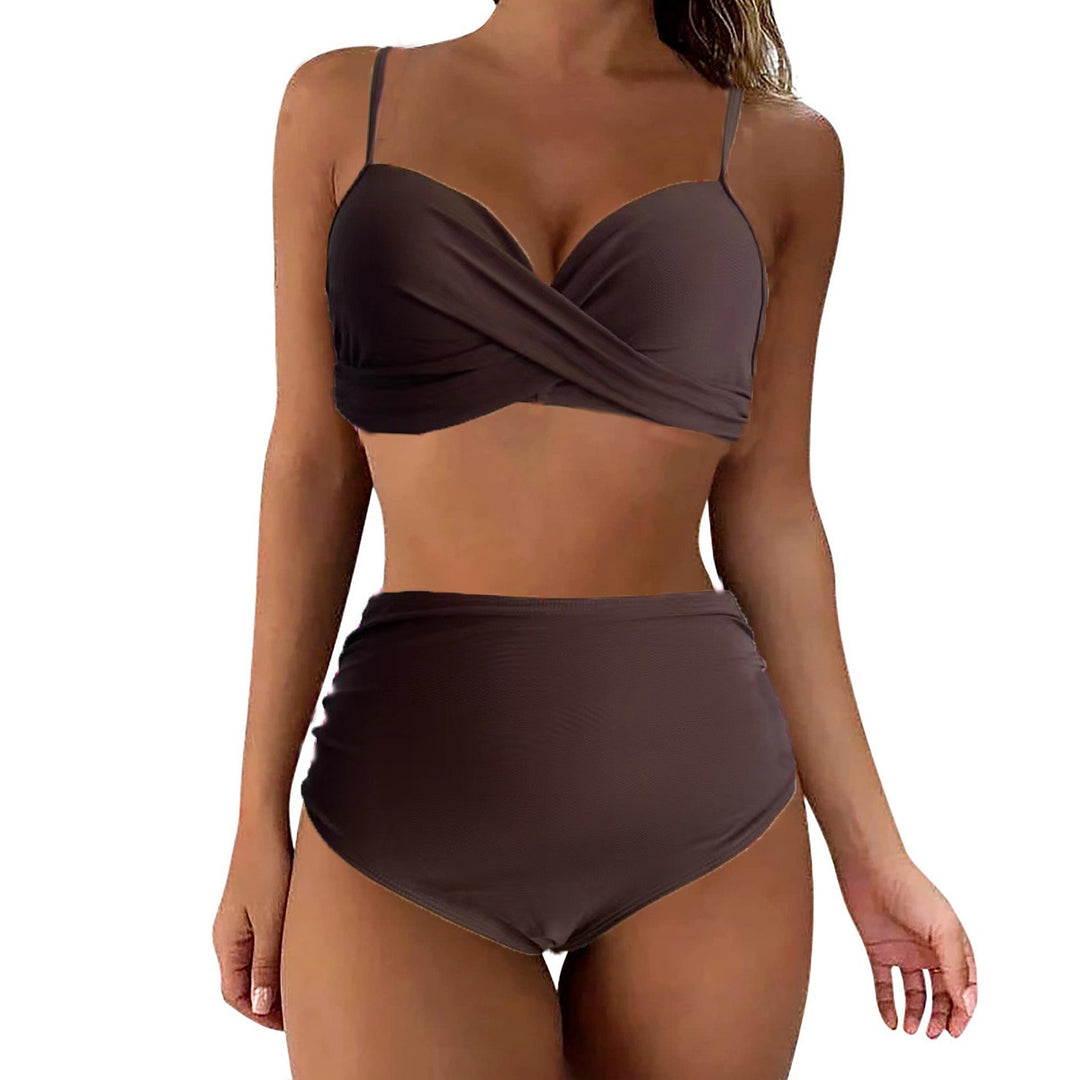 Damen Hochtailliertes Bikini-Set mit floralem Oberteil und gerafftem Höschen Echo Archiv