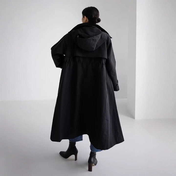 Damen Oversize-Mantel im Maxi-Look mit Kapuze und Cape‑Passe Echoarchiv