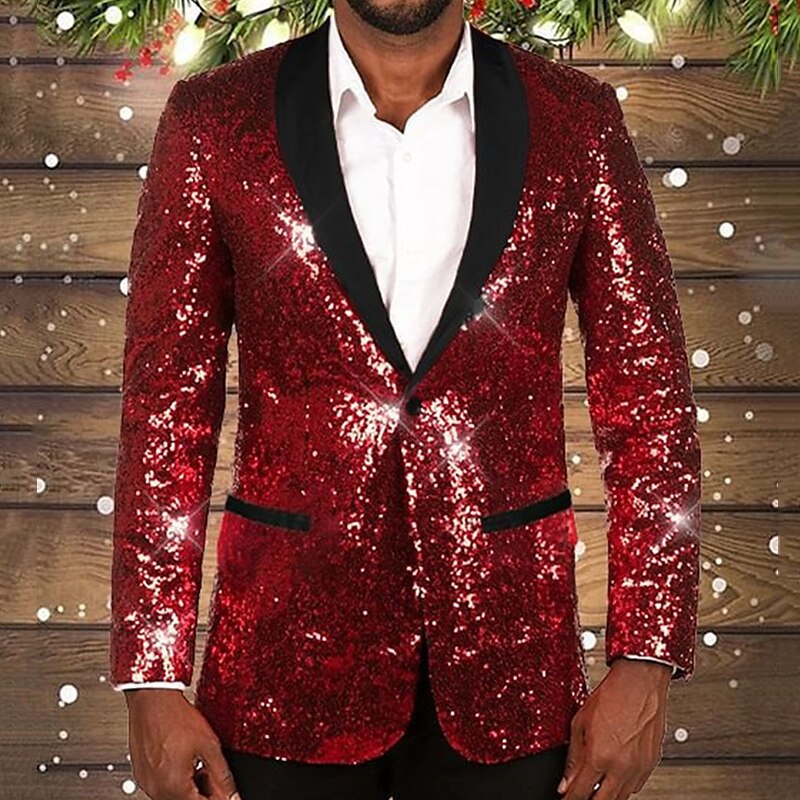Herren glitzernder Pailletten Blazer mit schwarzem Revers Echoarchiv