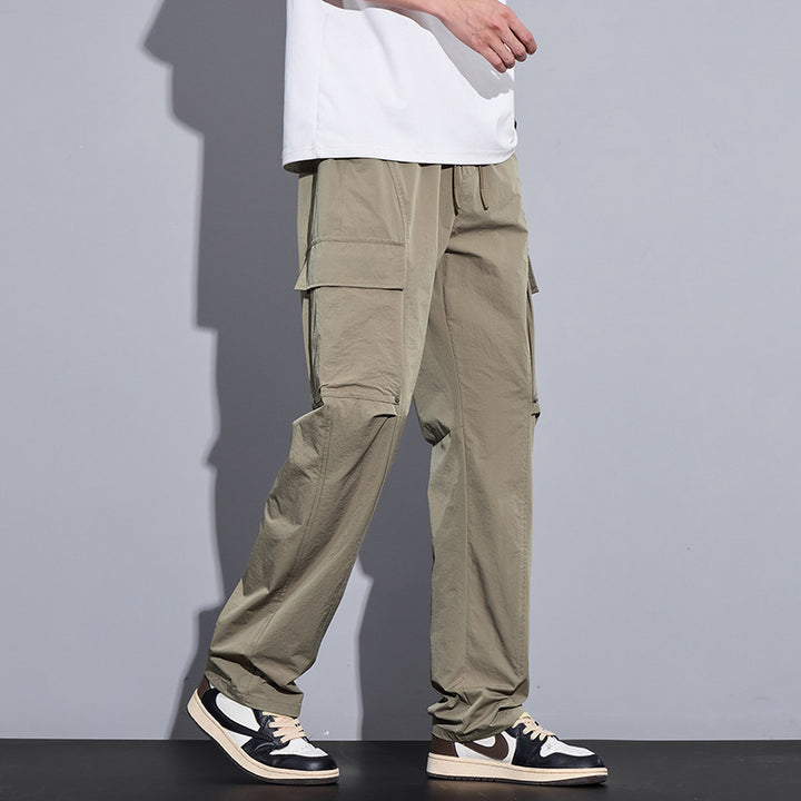 Herren Leichte Cargo-Freizeithose mit Tunnelzug, Multifachtaschen und geradem Schnitt Echo Archiv