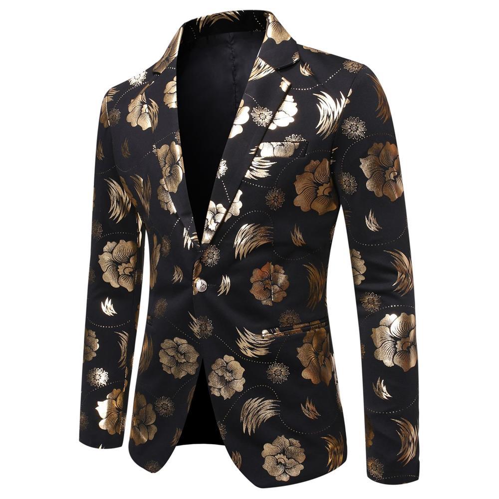 Herren Tailliertes Satin-Sakko mit Blumen-Jacquard und Schalkragen Echo Archiv