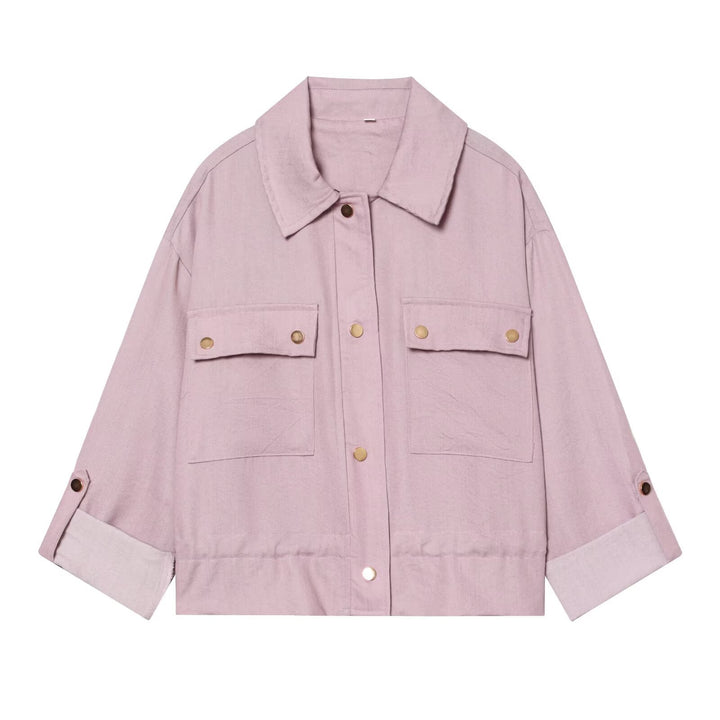 Damen Oversize Workwear-Hemdenjacke mit aufgesetzten Druckknopf‑Taschen Echo Archiv