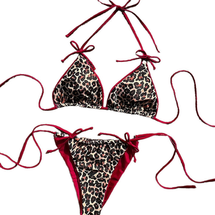 Damen Triangel-Bikini mit detailliertem Tropenmotiv und verstellbaren Bindebändern Echo Archiv