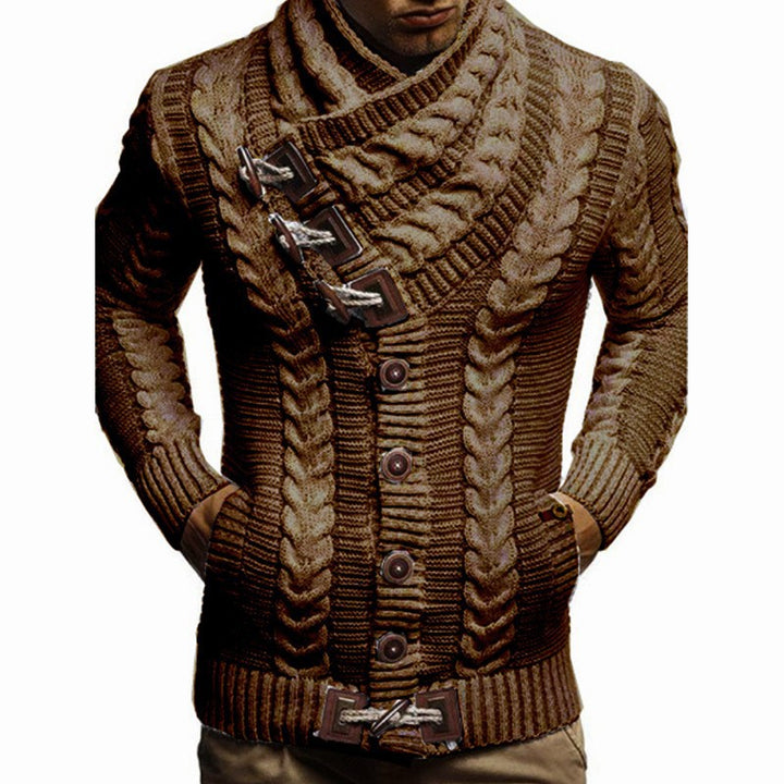 Herren Strickjacke mit Kapuze und Zopfmuster Echoarchiv
