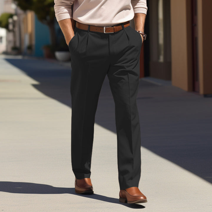 Herren Elegante Bundfalten-Hose mit geradem Bein und Bügelfalte Echoarchiv