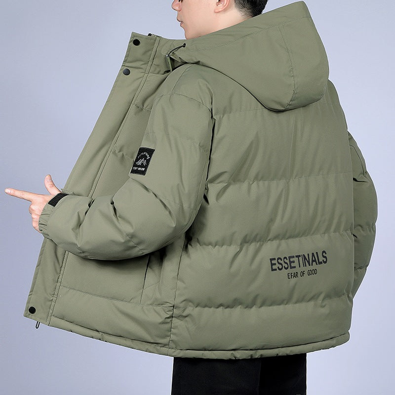 Herren Kurz geschnittene gesteppte Winterjacke mit Kapuze, winddichter Membran & verstellbaren Manschetten Echoarchiv