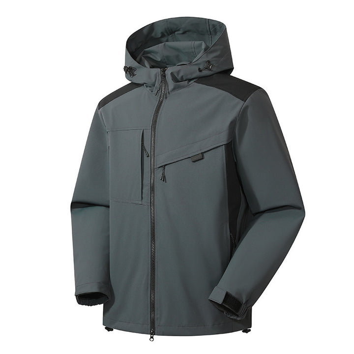 Herren technische Softshelljacke mit Kapuze, diagonalem Brustfach und Multifach-Reißverschlusstaschen Echo Archiv