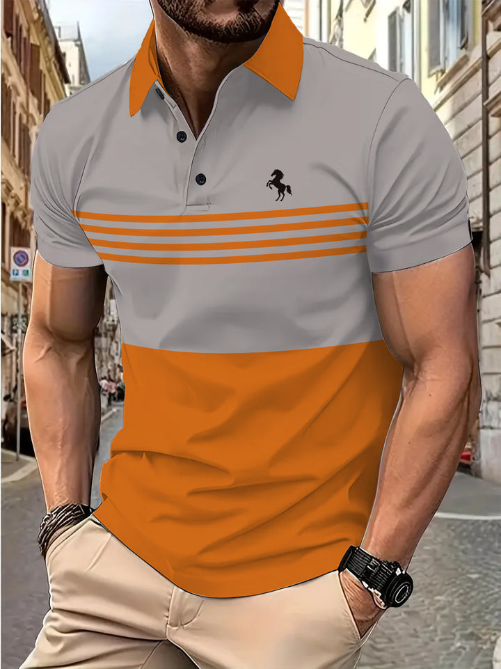 Herren Kurzarm Poloshirt mit stylischem Streifenmuster Echoarchiv
