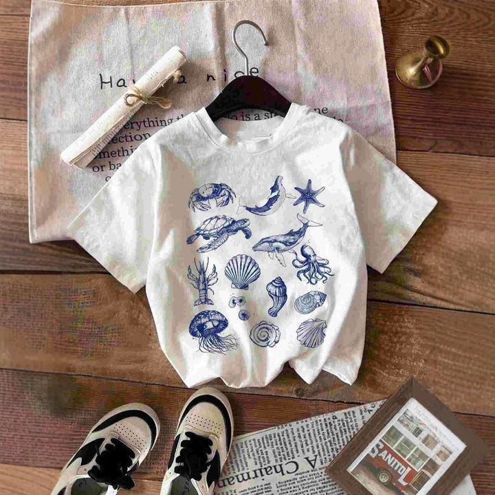 Damen T-Shirt mit maritimem Motiv und kreativer Grafik Echo Archiv