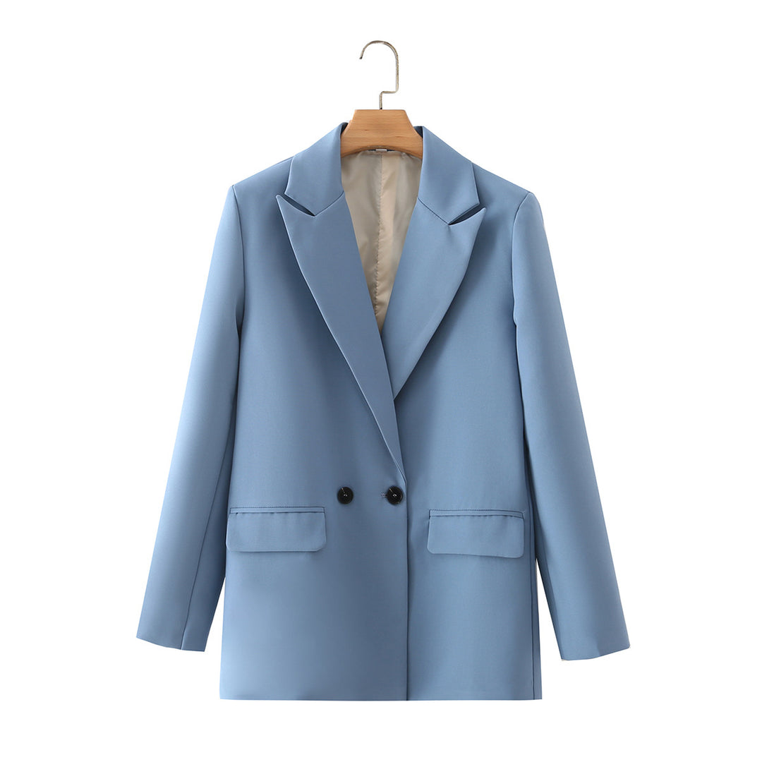 Damen taillierter Longblazer im Oversize-Look mit Reverskragen und Pattentaschen – Valéne