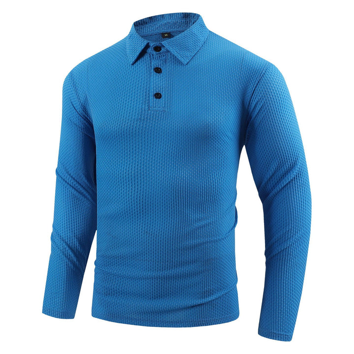 Herren atmungsaktives Langarm-Polohemd mit strukturiertem Design Echoarchiv