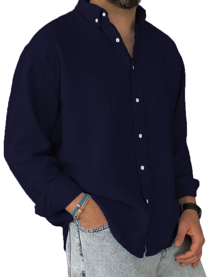 Herren nan leichtes Baumwoll-Leinen-Hemd mit Button-Down-Kragen und entspannter Relaxed-Fit Echo Archiv