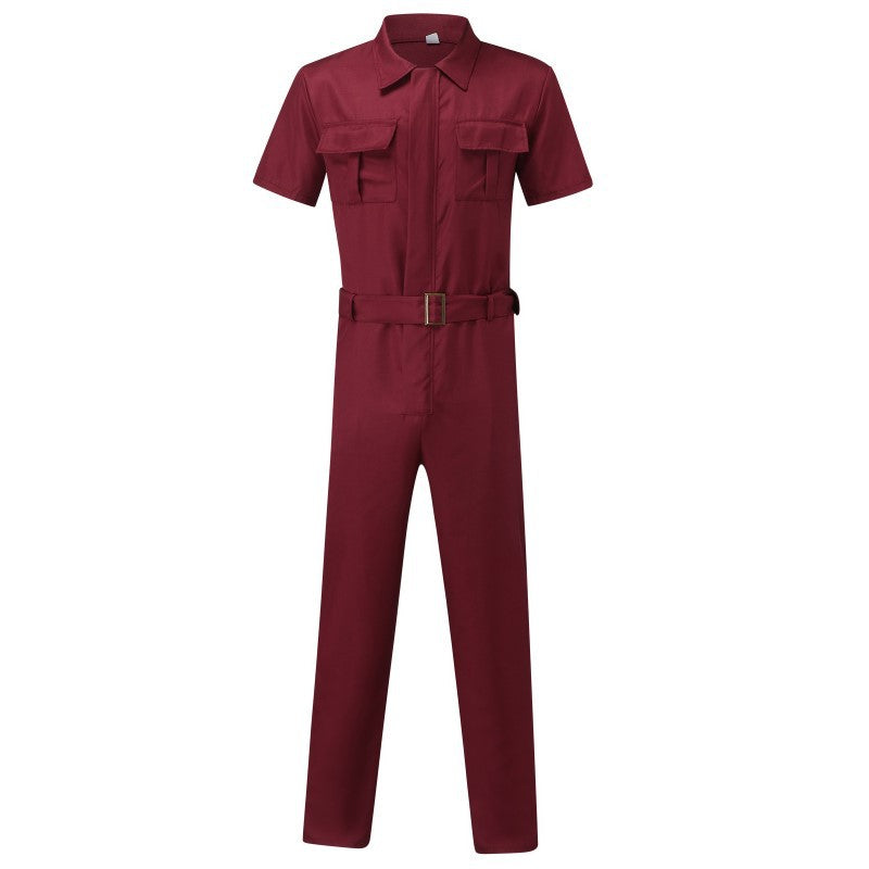 Herren nan Kurzarm-Arbeits-Overall mit Taillengürtel und Brusttaschen Echo Archiv