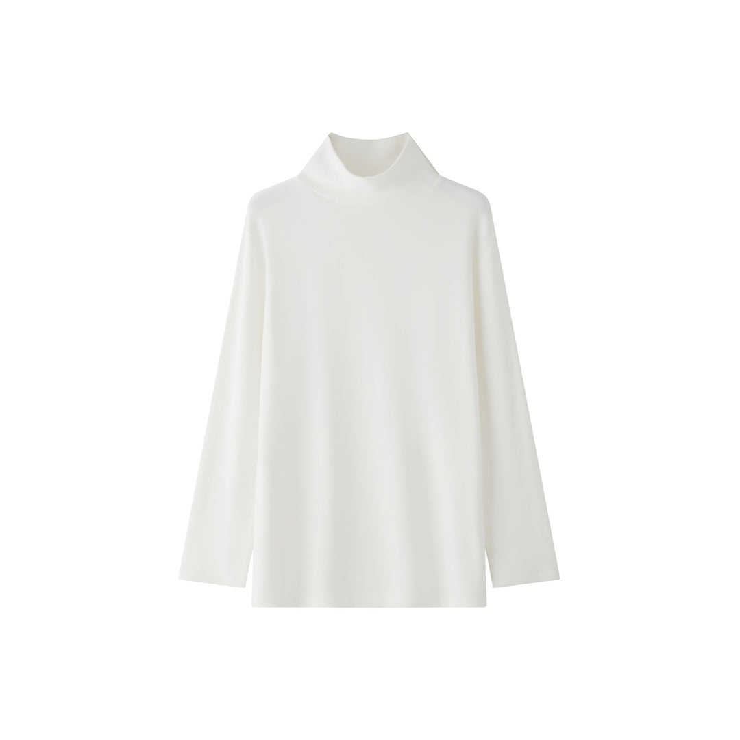 Damen Minimalistisches Rollkragen-Longsleeve mit Relaxed-Fit und weichem Jersey Echoarchiv