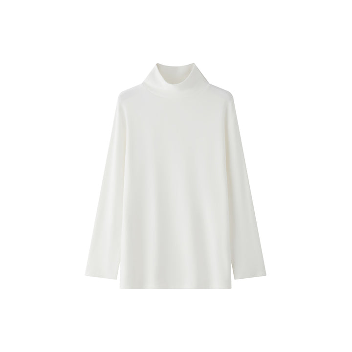 Damen Minimalistisches Rollkragen-Longsleeve mit Relaxed-Fit und weichem Jersey Echoarchiv