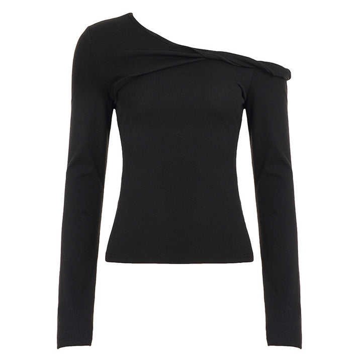 Damen Asymmetrisches Ein-Schulter Rippstrick-Top mit gedrehtem Schulterdetail – Mavelle