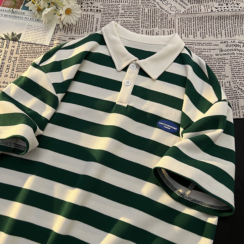 Herren lässiges Poloshirt mit breiten Streifen und hochwertiger Baumwolle Echoarchiv