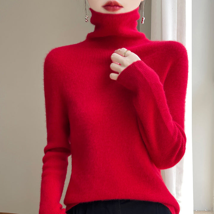 Damen Schmal geschnittener Feinstrick-Rollkragenpullover mit extrafeinem Flauschfinish Echoarchiv