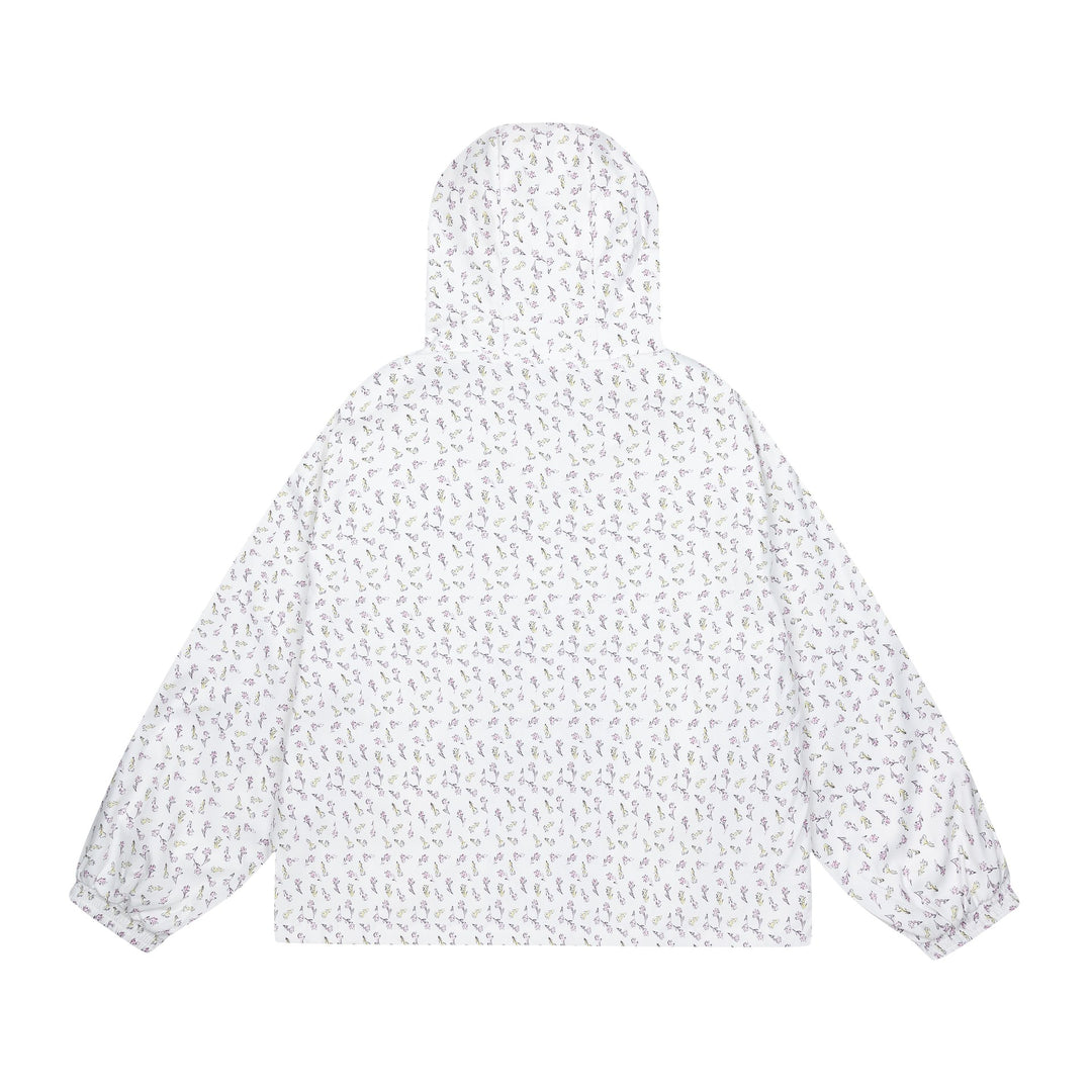 Damen leichte Kapuzenjacke mit floralem Allover‑Print und elastischen Bündchen Echoarchiv