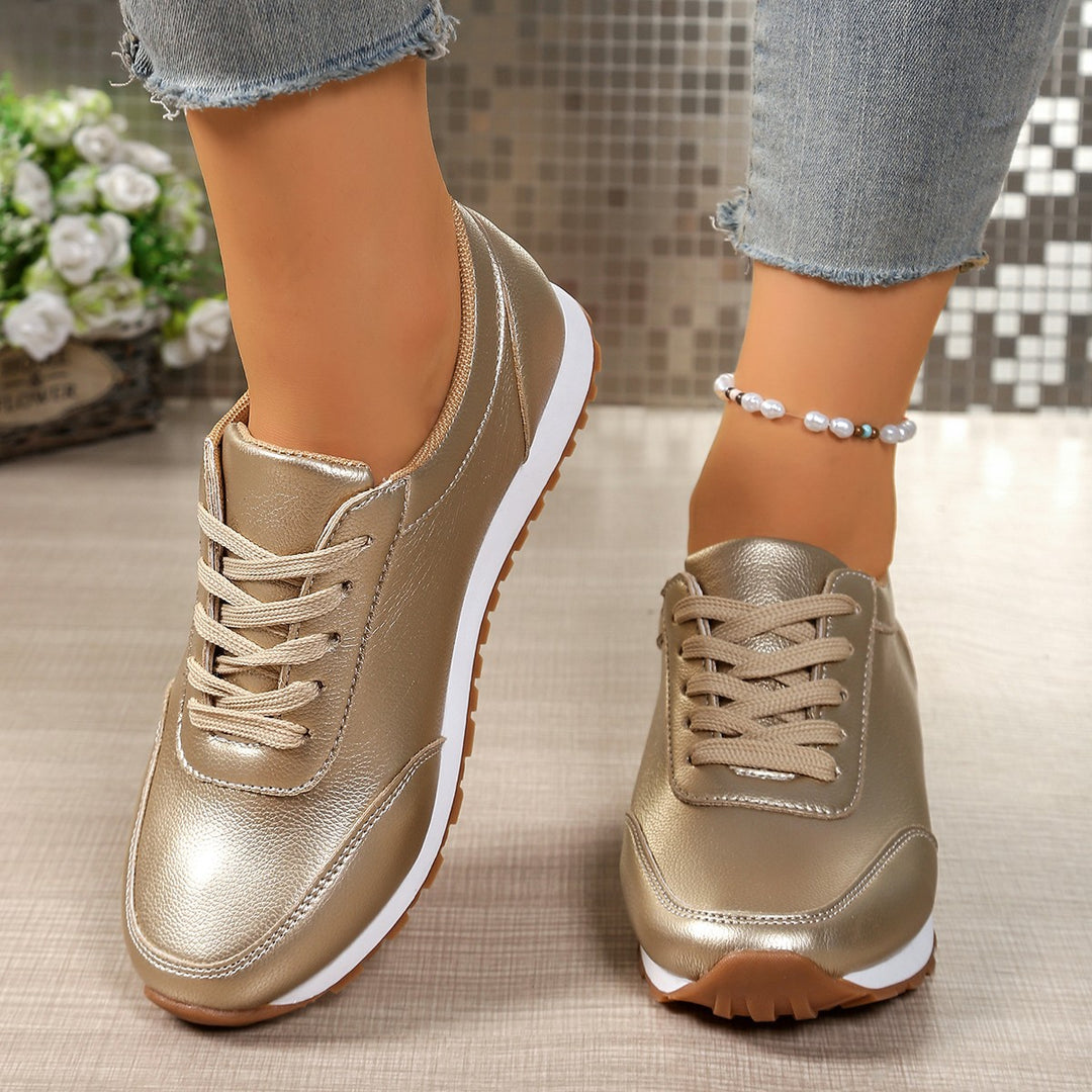 Damen  leichte Schnür-Sneaker aus Kunstleder mit gepolstertem Komfortfußbett und profilierter Gummisohle Echo Archiv