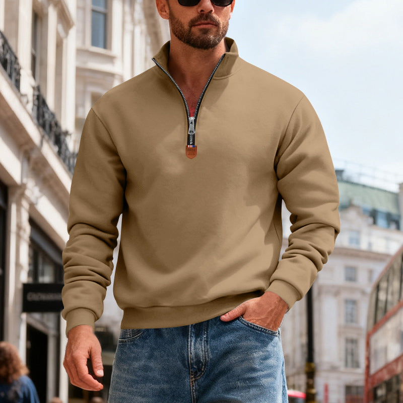 Herren nan Premium-Halbzip-Sweatshirt mit hohem Stehkragen, robustem Reißverschluss und geripptem Saum Echo Archiv