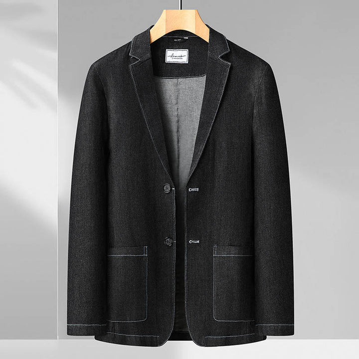 Herren Leichter Jeansblazer im Casual-Sakko-Stil, ungefüttert mit aufgesetzten Taschen Echo Archiv