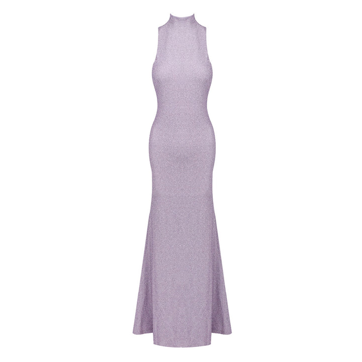 Damen Elegantes Maxikleid mit hohem Stehkragen und figurbetontem Schnitt Echo Archiv