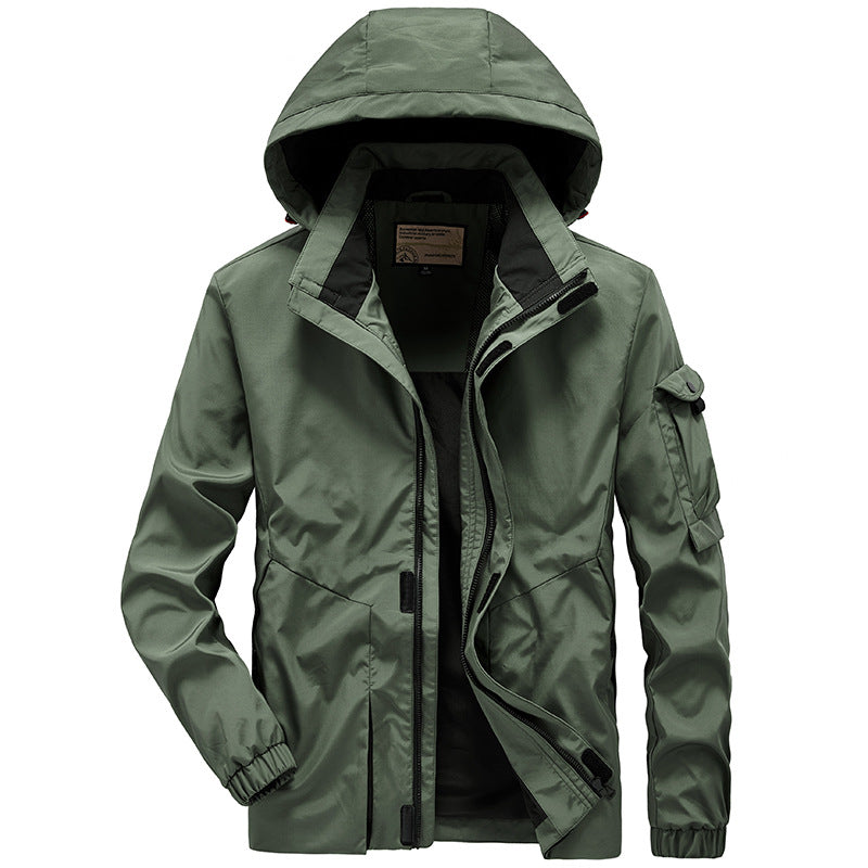 Herren Leichter Wasserabweisender Windbreaker mit Kapuze und Mehrfachtaschen – Taviero