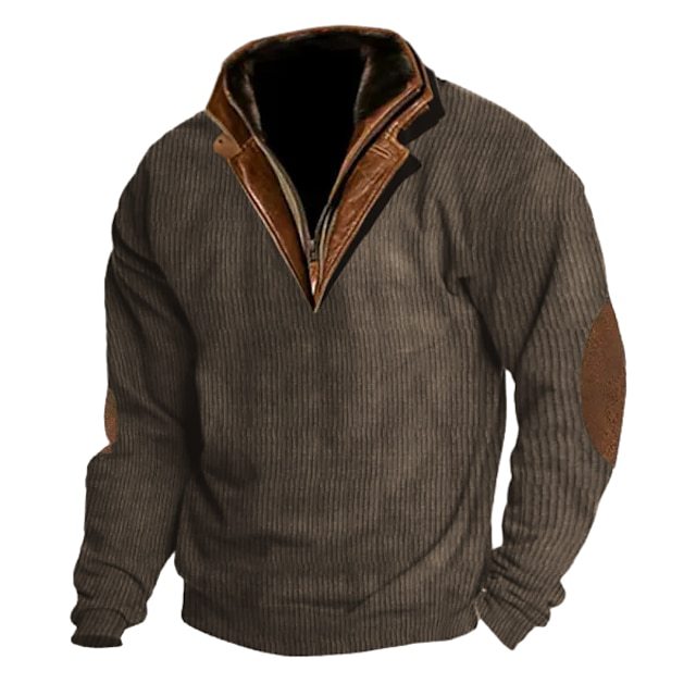 Herren Strickpullover mit Lederdetails und hohem Kragen Echoarchiv