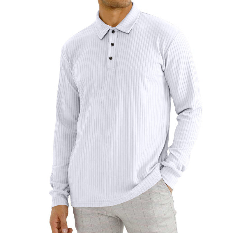 Herren Langarm-Polohemd mit feinem Rippdesign Echoarchiv