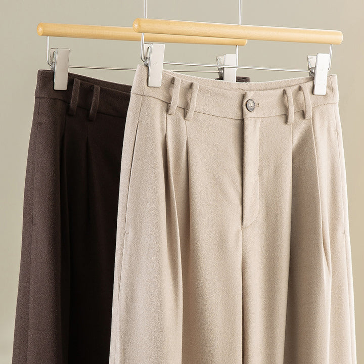 Damen Weite Bundfalten-Hochbundhose aus Wollmischung Echoarchiv